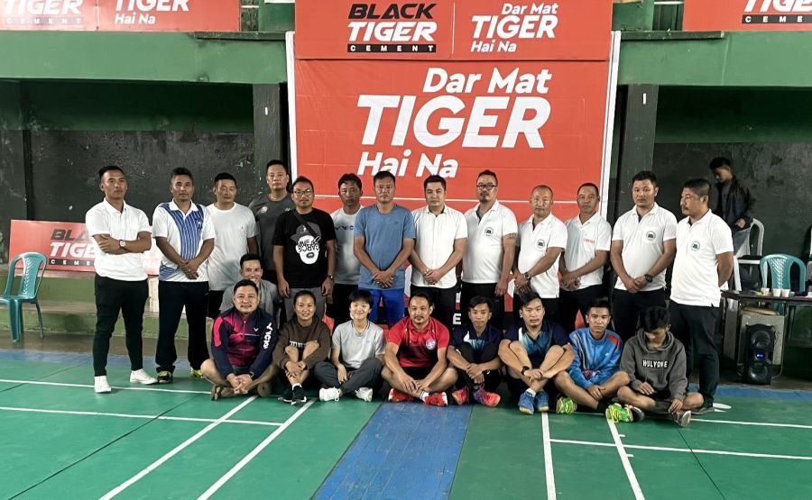 WInners at the 1st Mokokchung District Summer Badminton Championship with the organizers at Badminton Indoor Stadium Mokokchung on July 31.